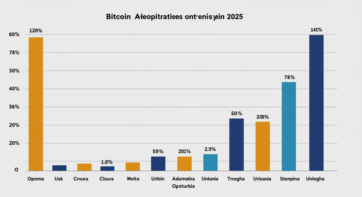 Comparative bar chart of Bitcoin adoption rates by country in 2025, including the US