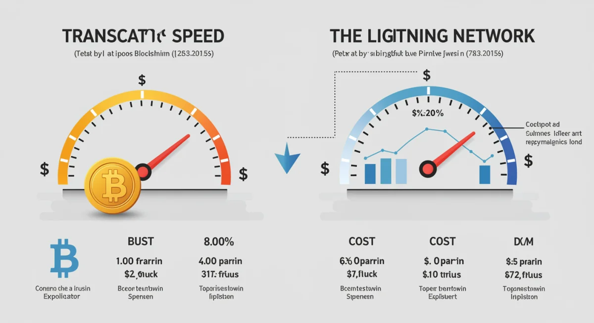 Infographic comparing Bitcoin and Lightning Network transaction efficiency