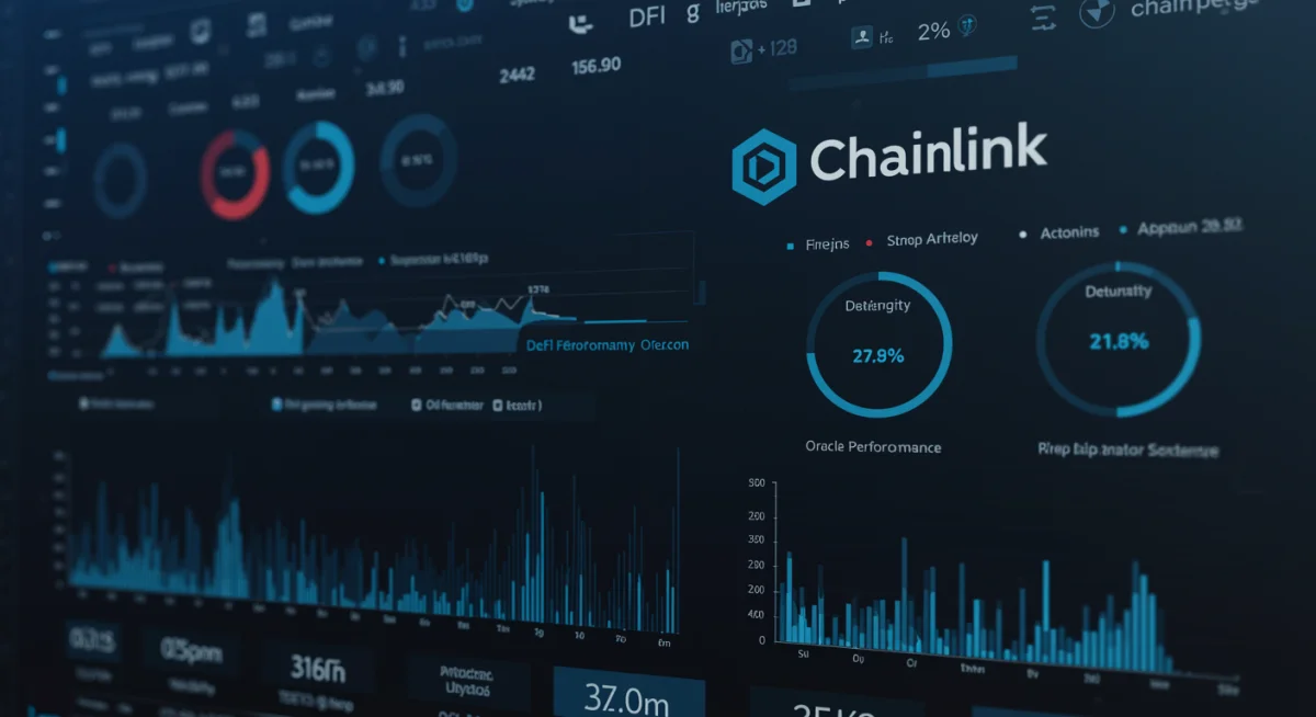 Real-time data feeds and analytics dashboard showing Chainlink's oracle performance in DeFi