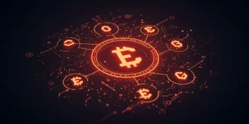 Futuristic digital art representing NFT royalties and blockchain technology for artists.