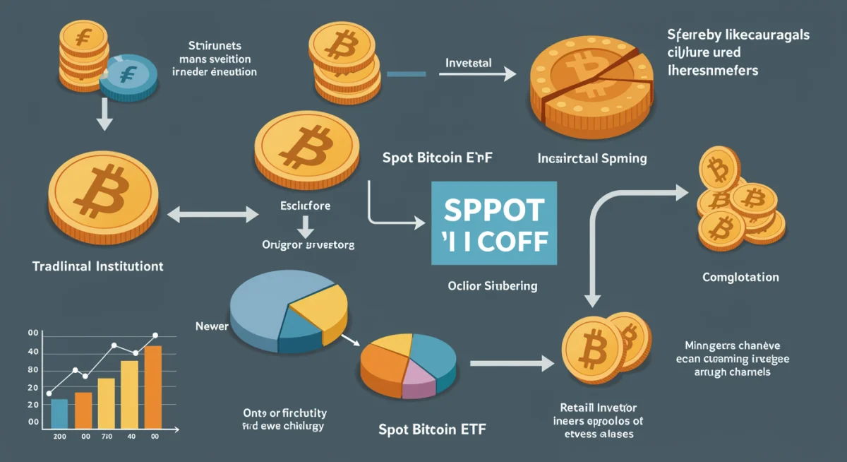 Infographic illustrating investment flow into spot Bitcoin ETFs from traditional finance