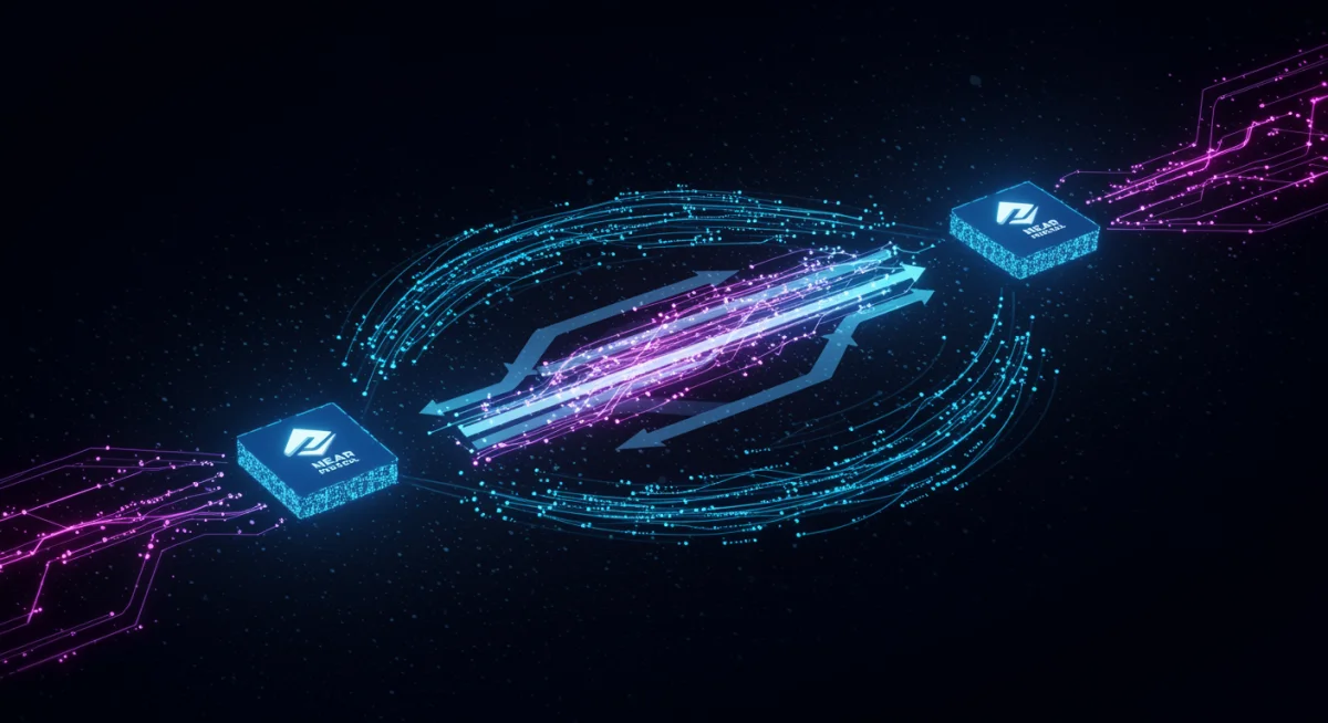 Transaction data flowing across multiple shards in NEAR Protocol, demonstrating efficiency.