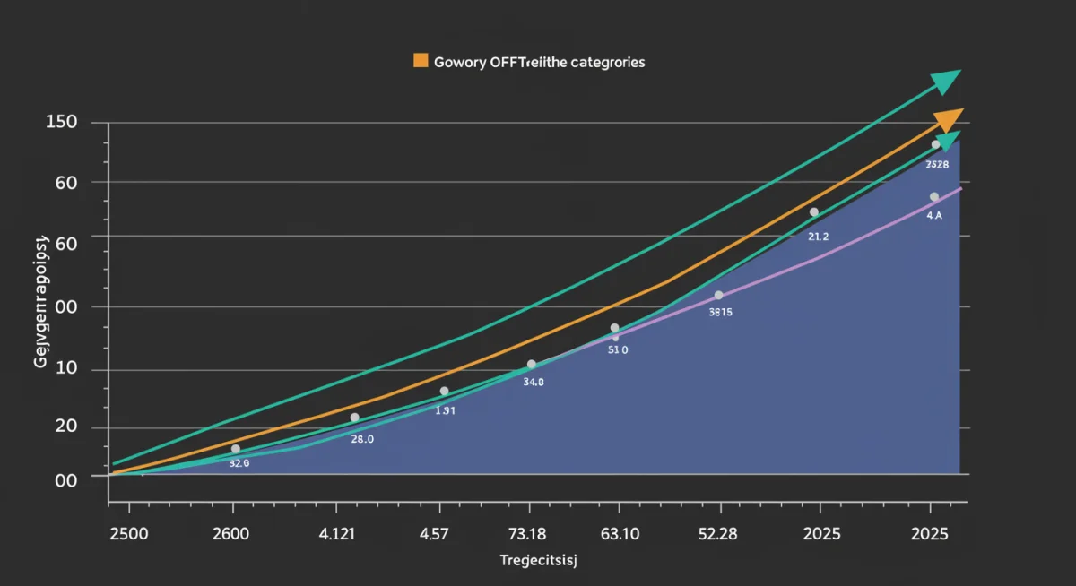 Data visualization chart illustrating upward trends in NFT art categories for 2025 projections.