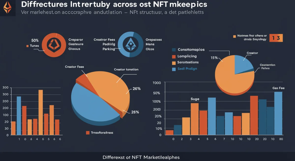 Infographic showing NFT marketplace fee structures and creator royalties