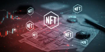 Futuristic digital art representing NFT tax implications for US artists