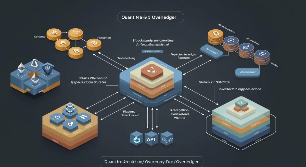 Detailed diagram of Quant Network's Overledger architecture showing multi-chain integration and API connectivity.