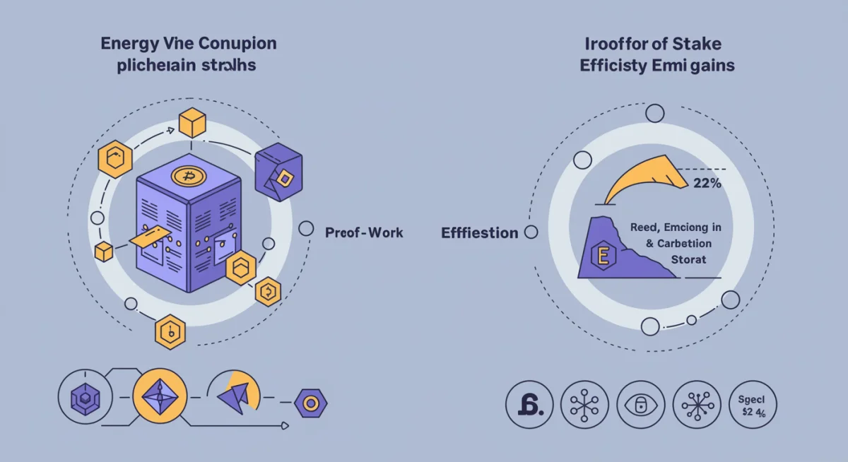 Proof-of-stake vs proof-of-work energy comparison infographic