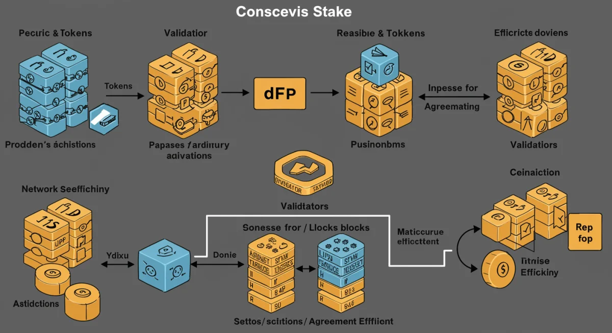 Proof-of-Stake consensus mechanism diagram for blockchain security