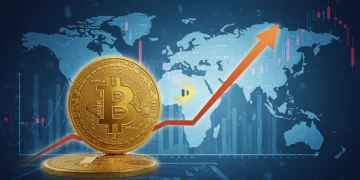 Bitcoin price chart against U.S. dollar, reflecting economic shifts