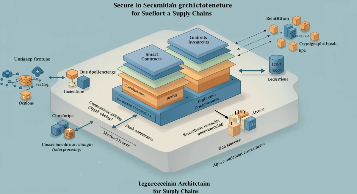Layers of secure blockchain architecture for supply chains.