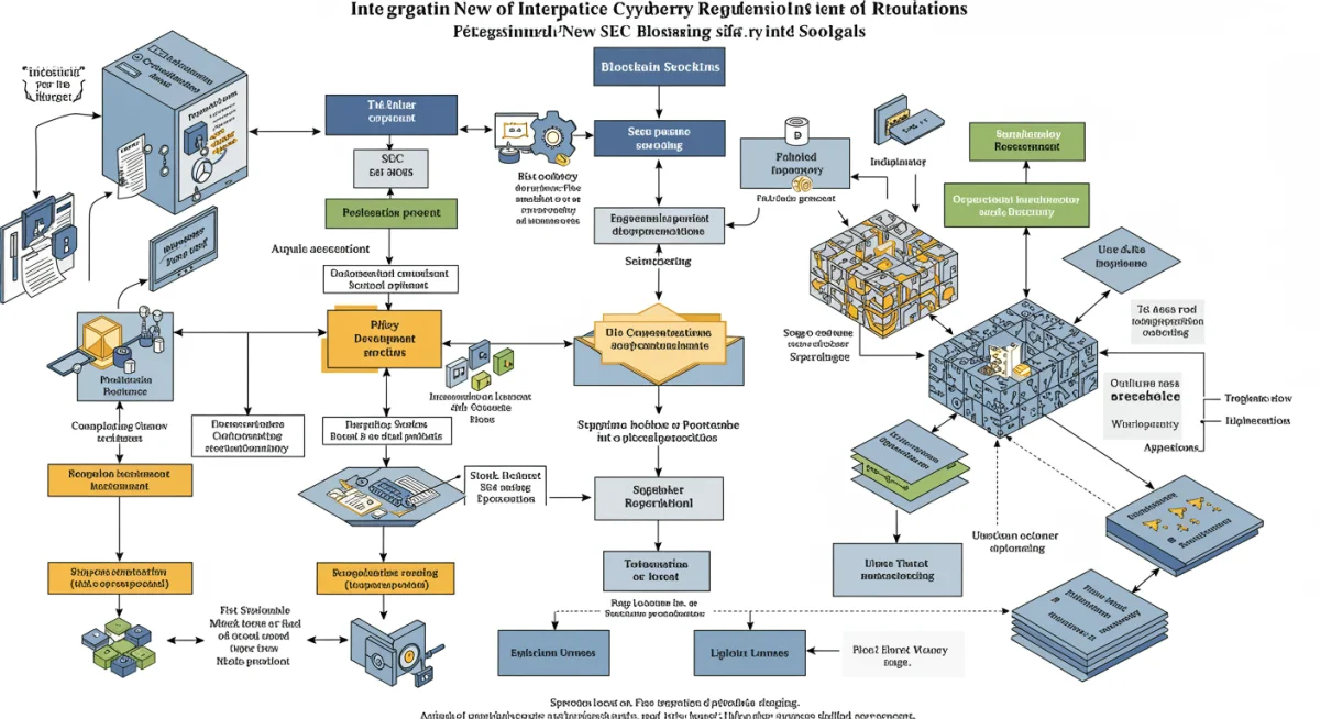 Flowchart depicting SEC cybersecurity rule integration into blockchain protocols.