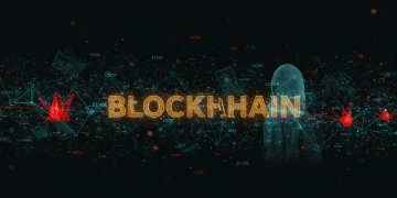 Illustration of a blockchain network under attack, representing a security breach and its potential financial impact on businesses.