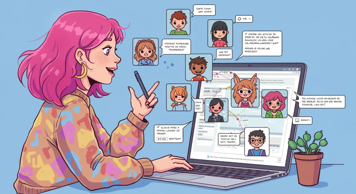 Digital artist interacting with NFT community forum for market insights