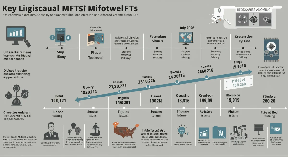 Infographic timeline of US legislative milestones for NFT and digital art laws.