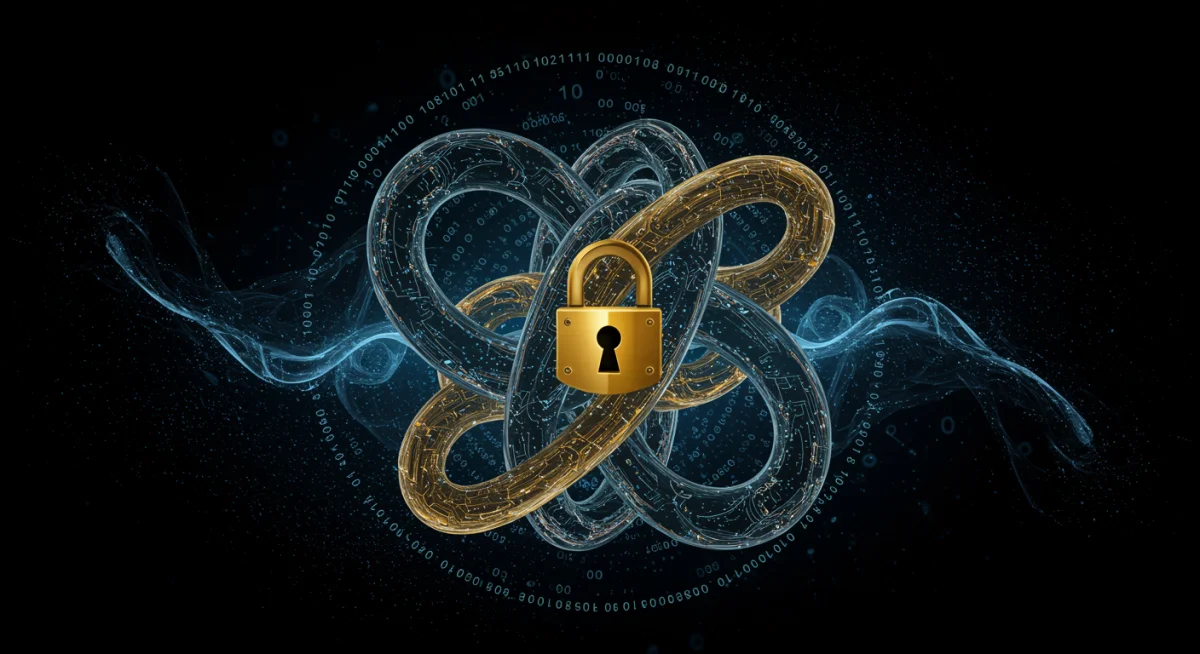 Abstract representation of zero-knowledge proofs securing and validating transactions on Polygon zkEVM.