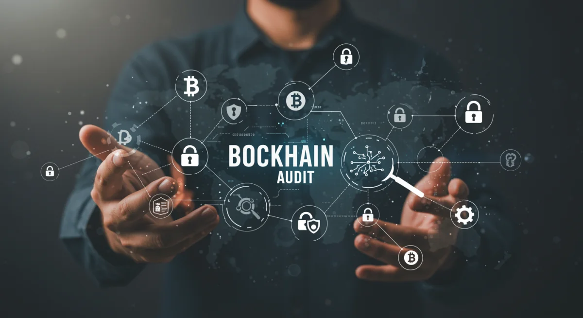 Detailed network diagram showing blockchain components undergoing a security audit.