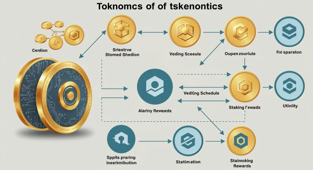 Infographic detailing key components of altcoin tokenomics including supply, vesting, and utility for sustainable projects.